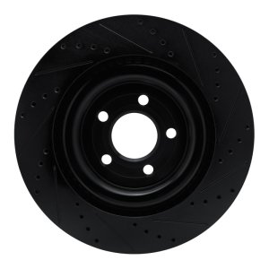 Ford Explorer Brake Rotor (1) - Rear Left - R1 Concepts - Drilled & Slotted - Black - `20-`25